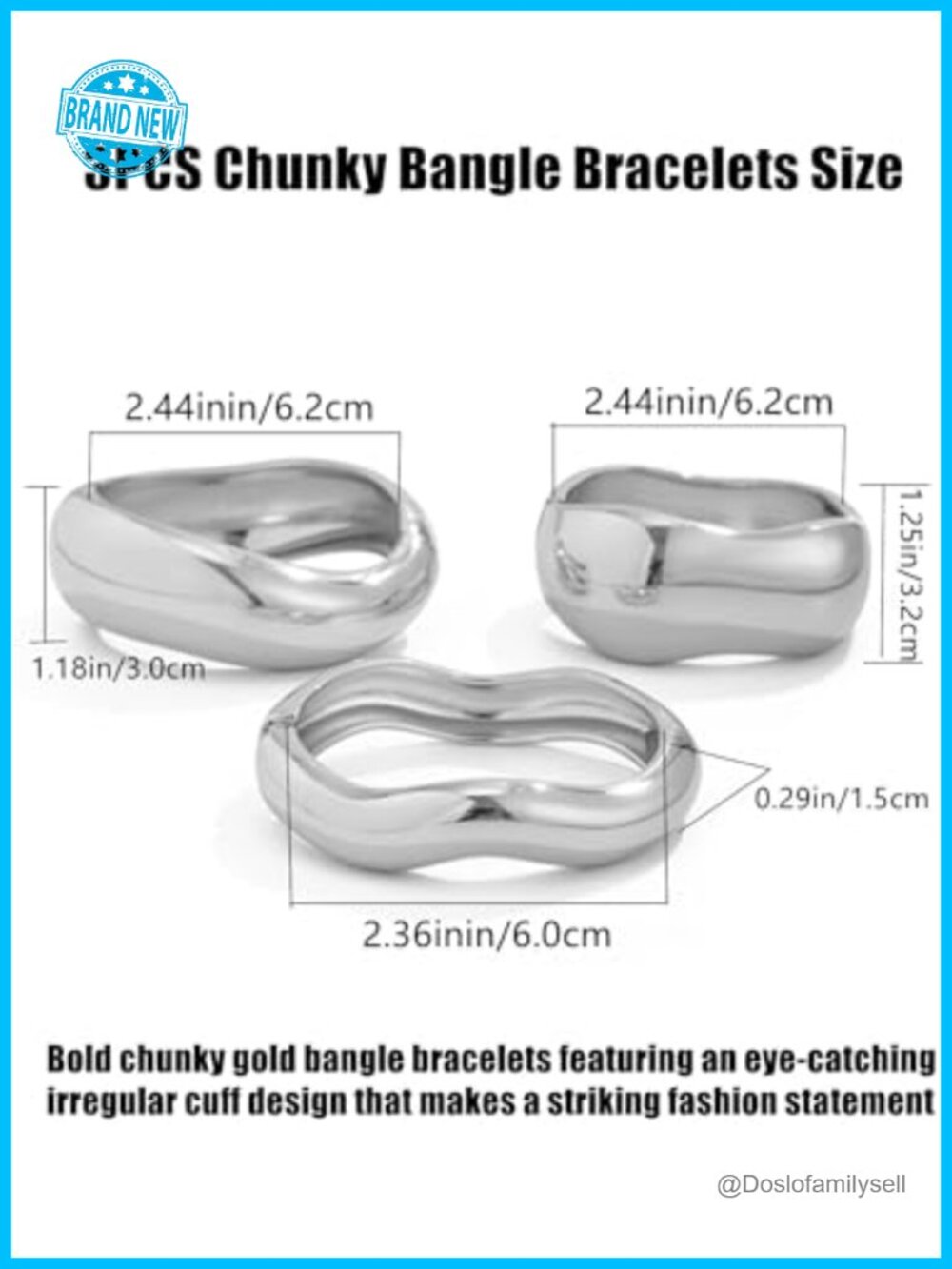 Chunky Gold Bangle Bracelets Stackable Irregular Cuff Fashion Jewelry - Picture 3 of 6